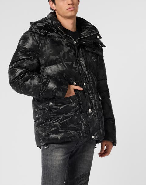 Shiny Nylon Puffer Jacket Camouflage Men