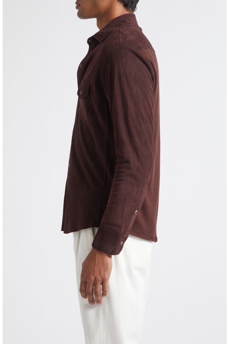 Mixed Media Western Suede & Merino Wool Snap Overshirt, Alternate, color, 10-10 BURGUNDY BURGUNDY