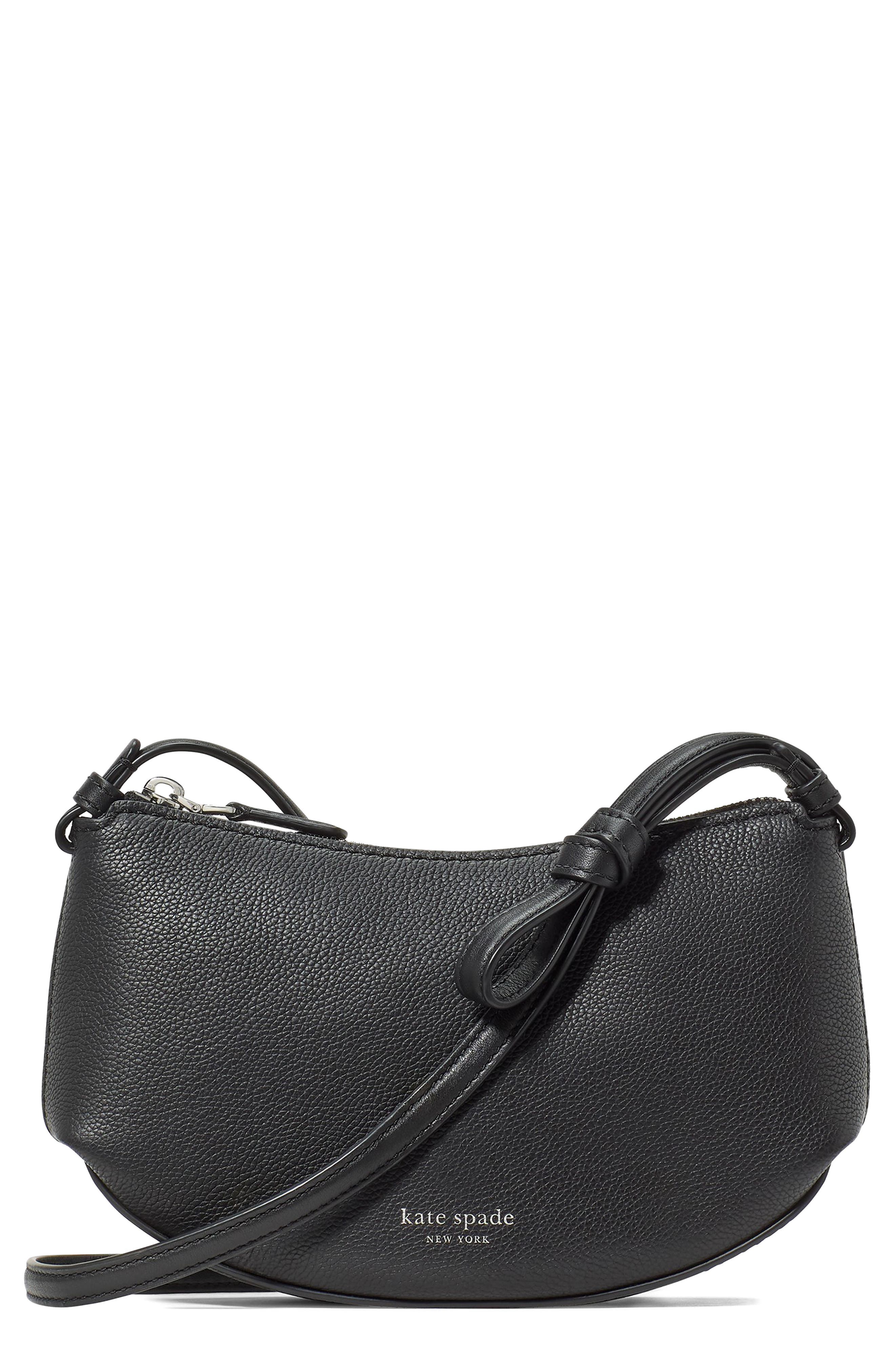 Kate Spade New York loop pebble leather crossbody bag, Main, color, Black