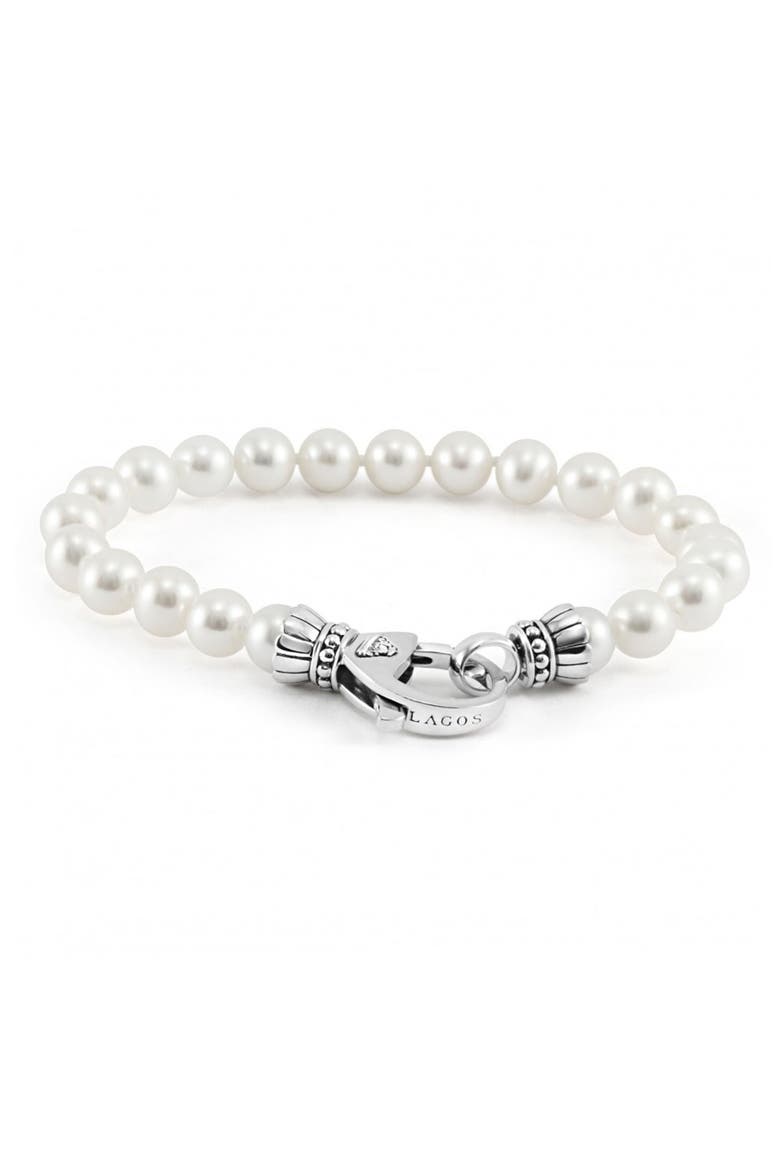 Luna Freshwater Pearl Bracelet, Alternate, color, SILVER/ PEARL