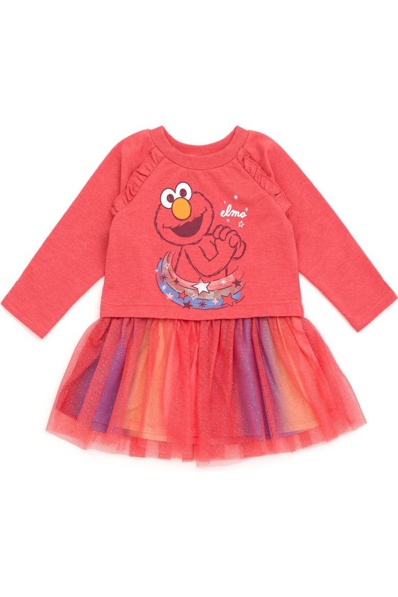 Elmo Glitter Tutu Dress, Main, color, Elmo Red