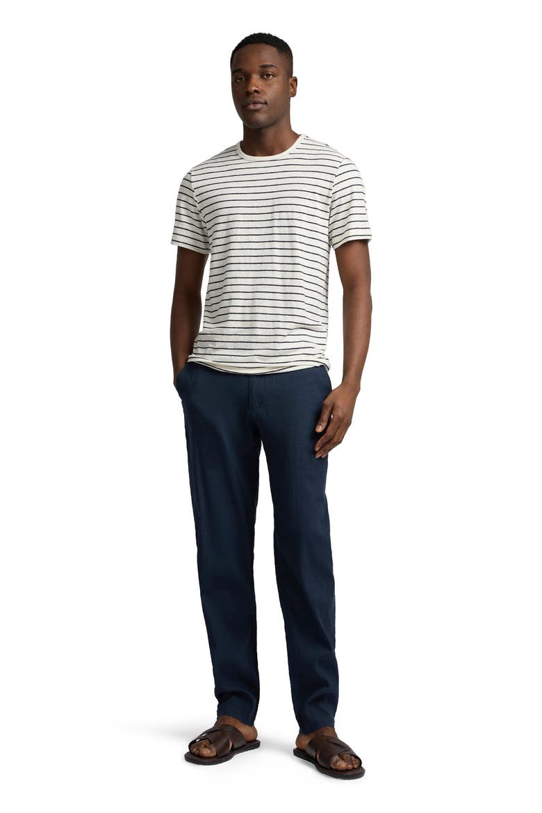 Crewneck Stretch Linen T-Shirt, Main, color, Midnight/Egret