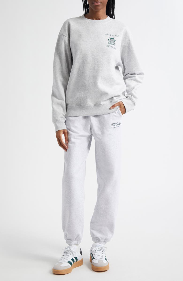 Sporty & Rich x The Carlyle Crest Logo Cotton Blend Crewneck Sweatshirt, Alternate, color, Heather Gray