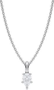 ALLUREZ Pear Solitaire Lab Diamond Pendant Necklace 14K 0.33ct