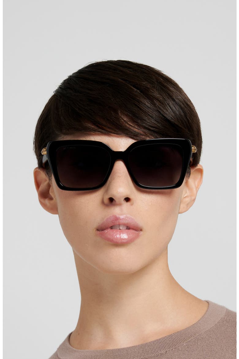 0151/S 56mm Gradient Rectangular Sunglasses, Alternate, color, BLACK/ DARK GREY SF