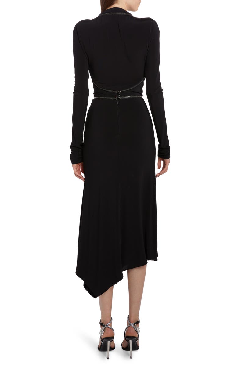 TOM FORD Zip Detail Long Sleeve Jersey Midi Dress, Alternate, color, 