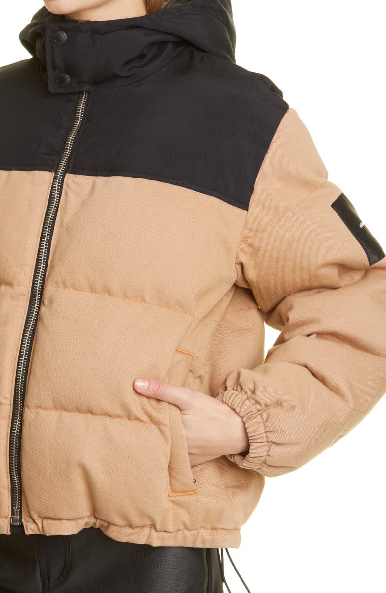 Alexander Wang Colorblock Hooded Denim Puffer Jacket, Alternate, color, 