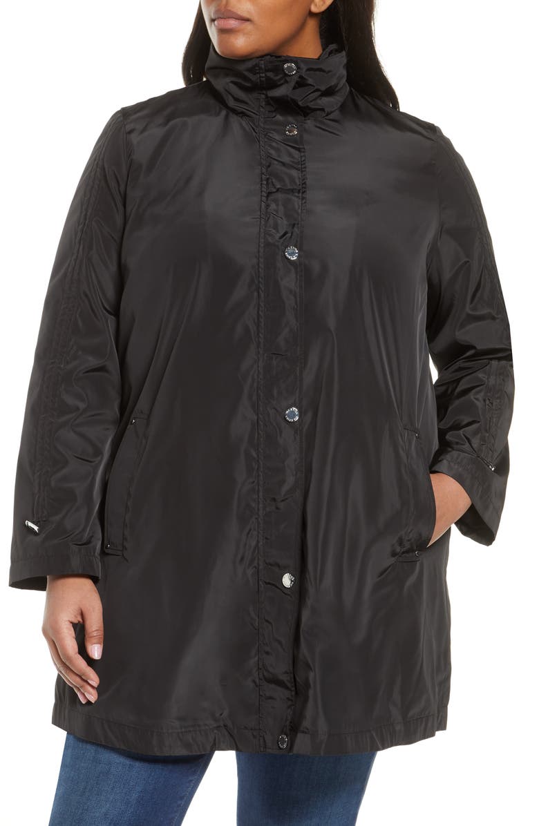 Via Spiga Ruched Sleeve Packable Rain Jacket, Alternate, color, 