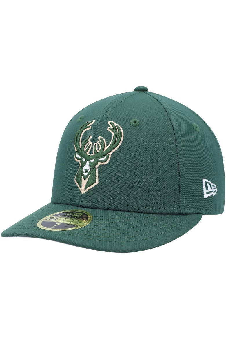 Men's New Era Hunter Green Milwaukee Bucks Team Low Profile 59FIFTY Fitted Hat, Main, color, Hunter Green