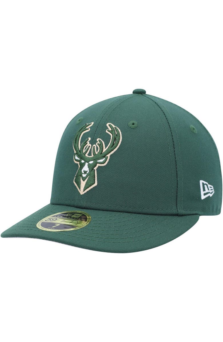 New Era Men's New Era Hunter Green Milwaukee Bucks Team Low Profile 59FIFTY Fitted Hat, Main, color,