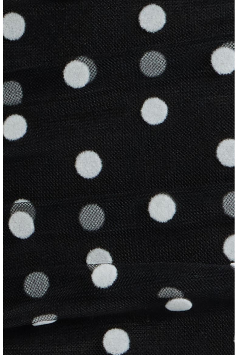 Bow Polka Dot Mesh Fit & Flare Midi Dress, Alternate, color, BLACK