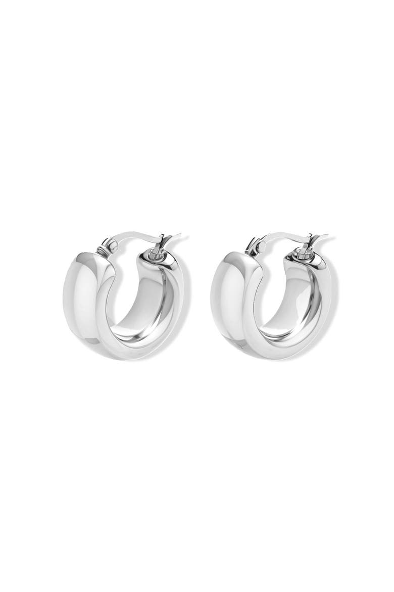 Polished Bold Huggie Hoops, Main, color, Silver