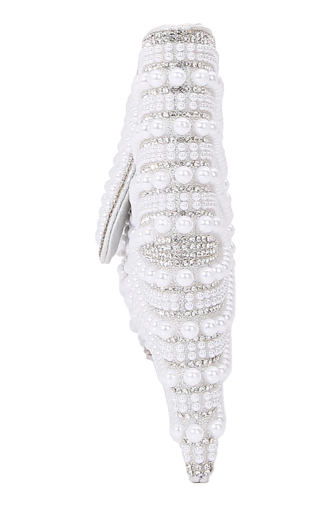 BERNESS Rhinestone Bow Clutch, Alternate, color, Pearl/ Beige