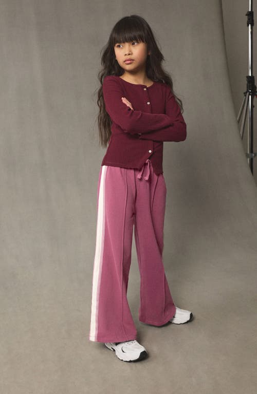 Next Kids' Side Stripe Wide Leg Sweatpants In Pink