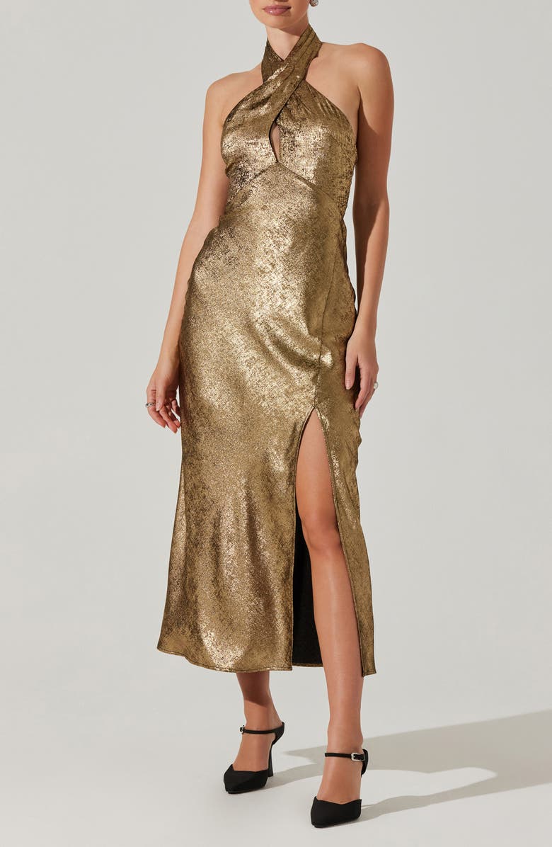Marissa Golden Halter Maxi Dress