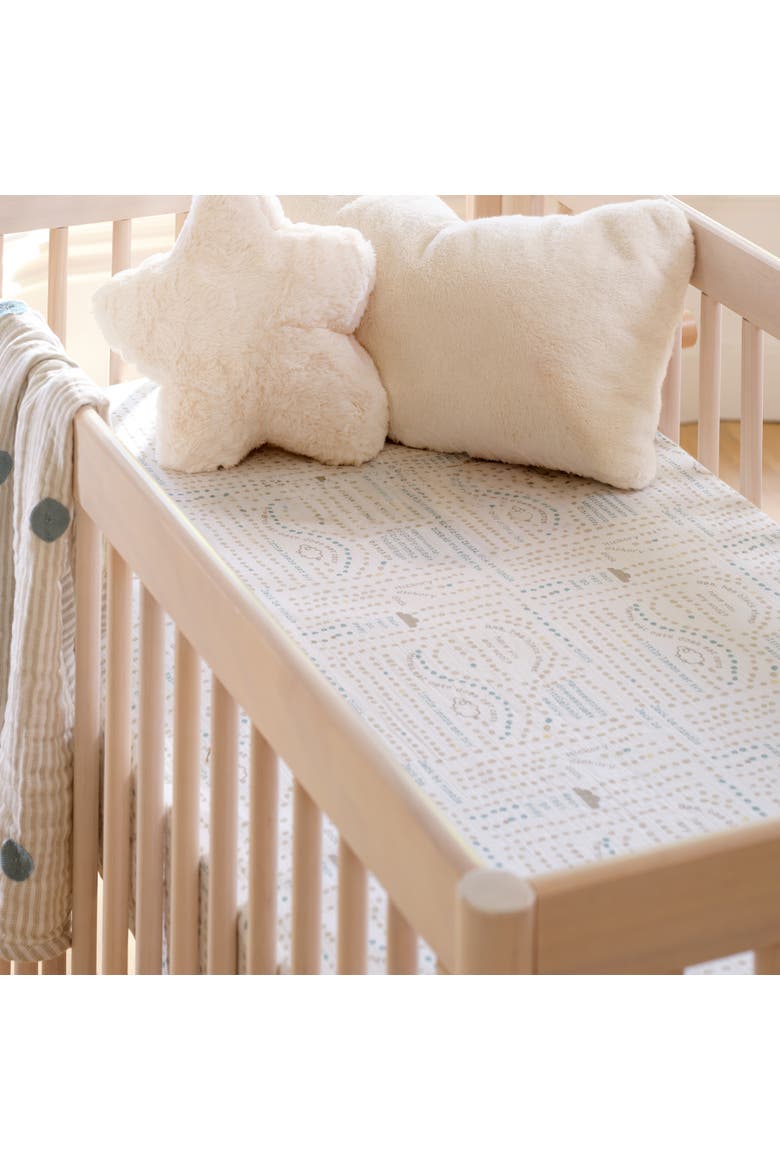 Signature Organic Cotton Muslin Nursery Rhyme Fitted Crib Sheet, Alternate, color, White
