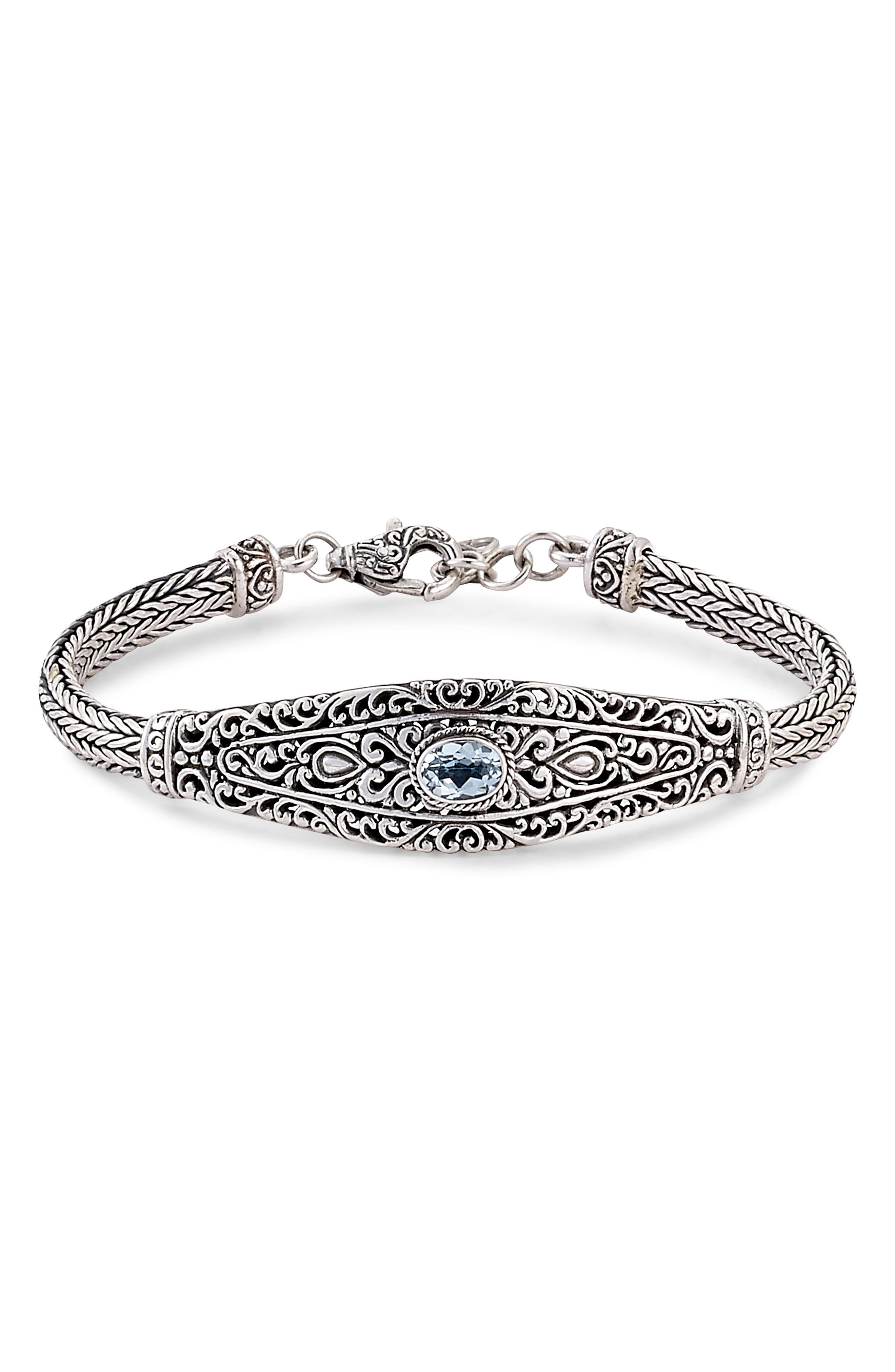 SAMUEL B. Sterling Silver Filigree Amethyst Bracelet