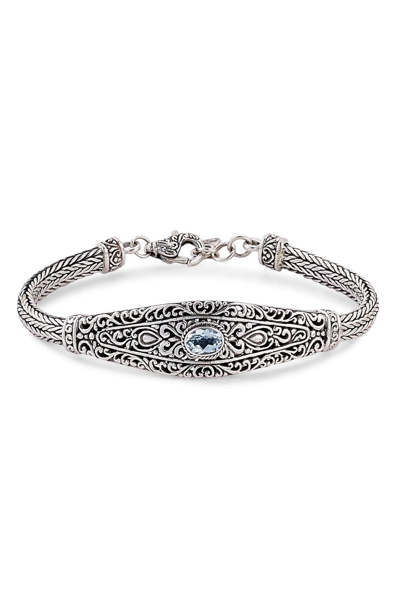 SAMUEL B. Sterling Silver Filigree Amethyst Bracelet, Main, color, Blue