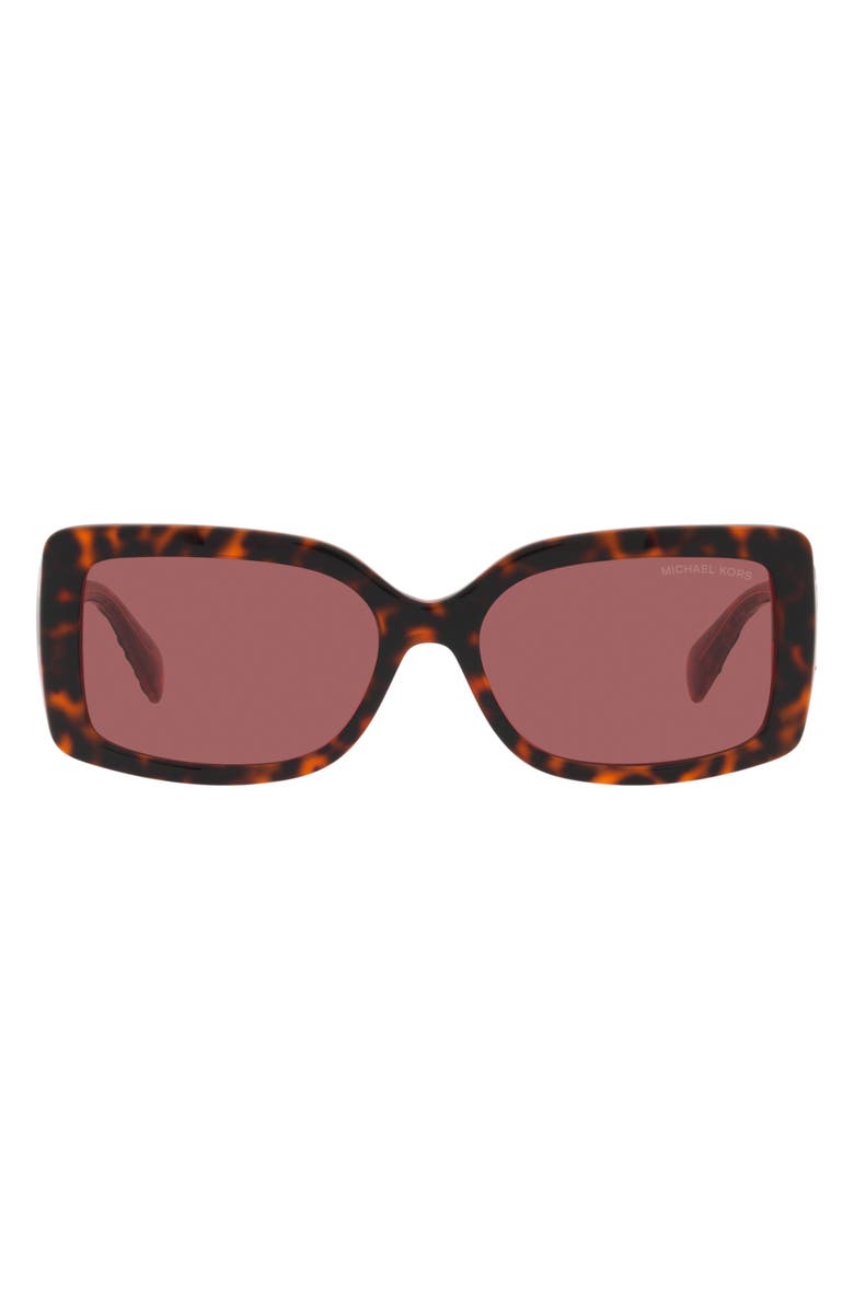 Michael Kors Corfu 56mm Rectangular Sunglasses, Main, color, Dark Tort