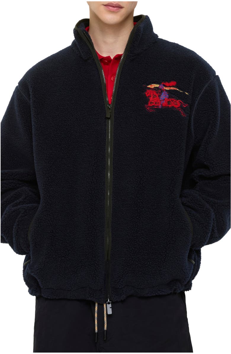 Burberry Knight Wool Cashmere Blend Fleece, Main, color, Navy
