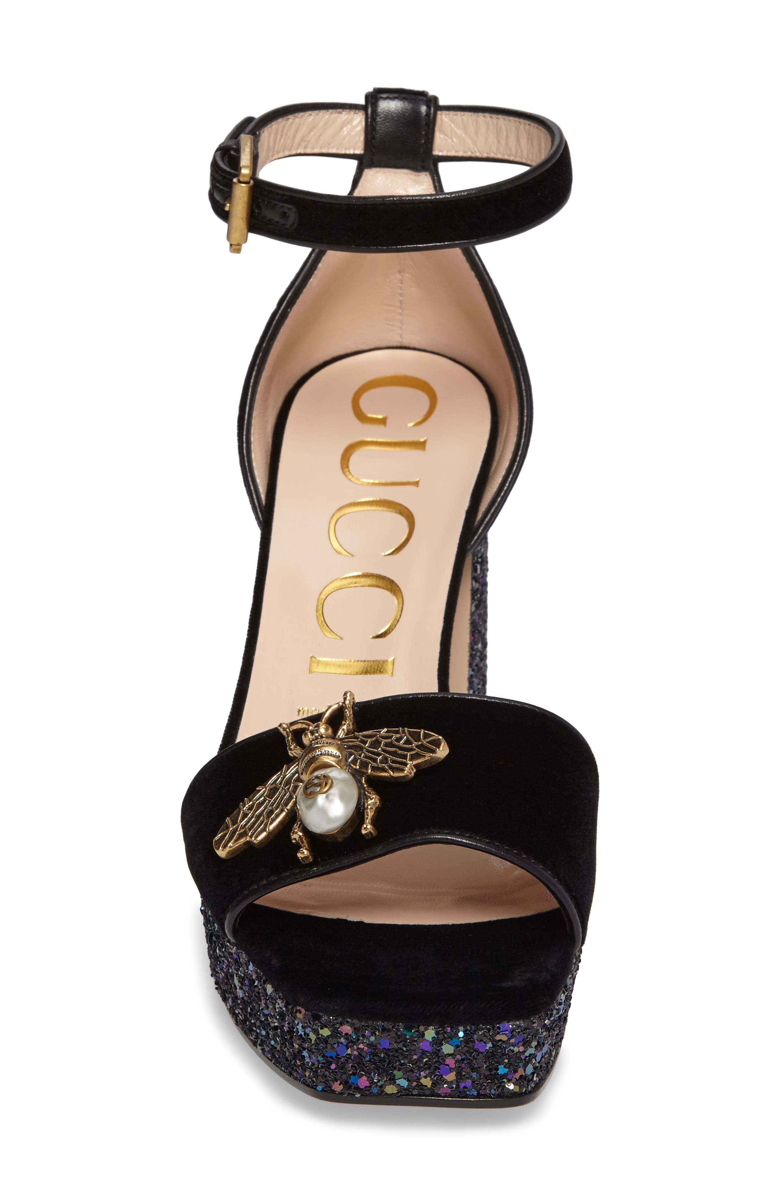 Gucci Soko Glitter Bee Platform Sandal, Alternate, color, 