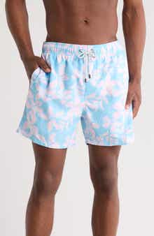 Vintage Summer Floral Print Swim Trunks