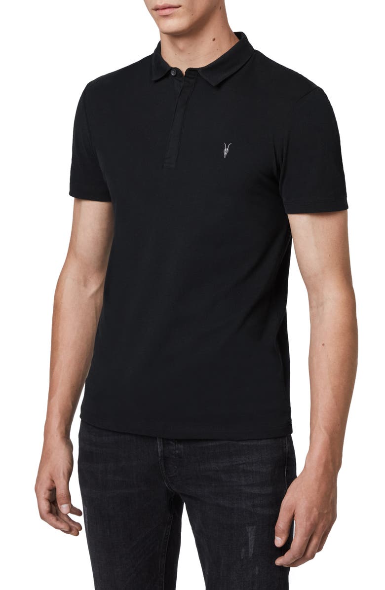 AllSaints Brace Slim Fit Solid Polo, Main, color,