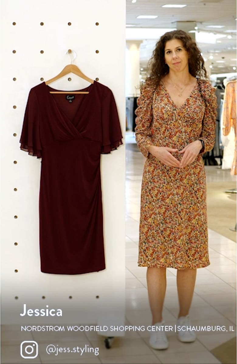 Ruffle Sleeve Cocktail Sheath Dress, sales video thumbnail