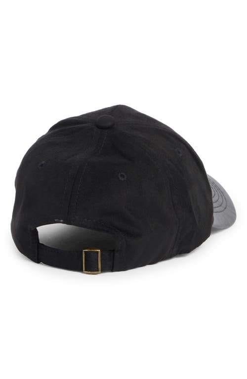 Vince Camuto Faux Leather & Faux Suede Baseball Cap In Black