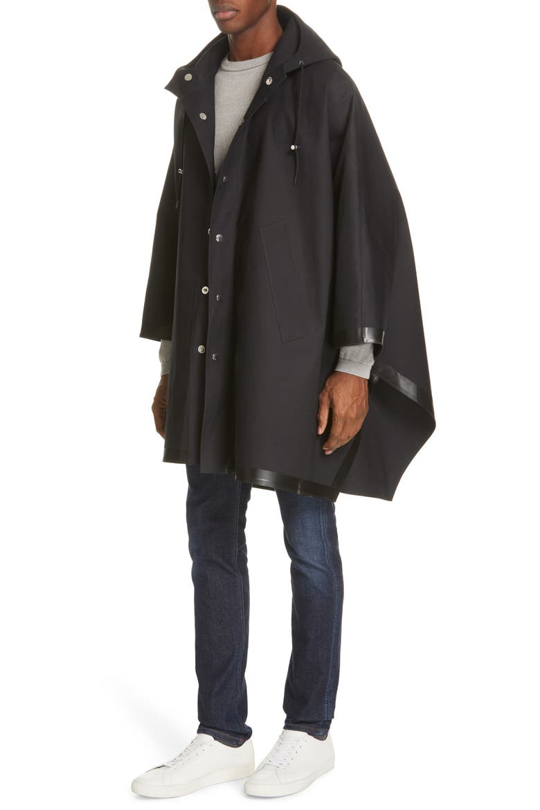 Gents Bonded Cotton Hooded Poncho, Alternate, color, BLACK