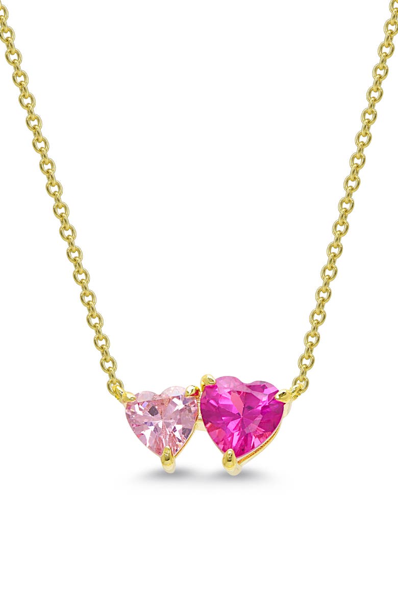Lily Nily Kids' Double Hearts Cubic Zirconia Necklace, Main, color, Open Pink