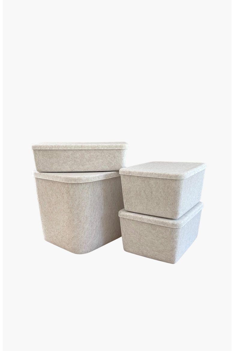 The Sculpted Bin - Wide with Lid, Alternate, color, Stone