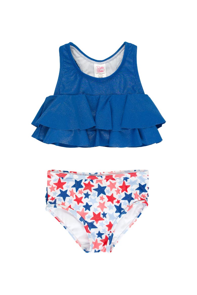 Baby Girls Flounce Bikini, Main, color, Shimmer Star-Spangled