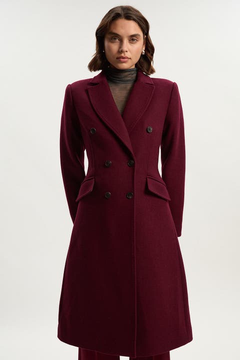 Wool Double Breasted Midi Coat