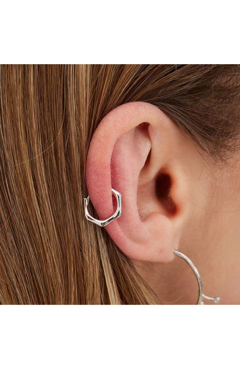 Spero London Bone Shape Hexagonal Huggie Hoop Earrings in Sterling Silver, Alternate, color, 