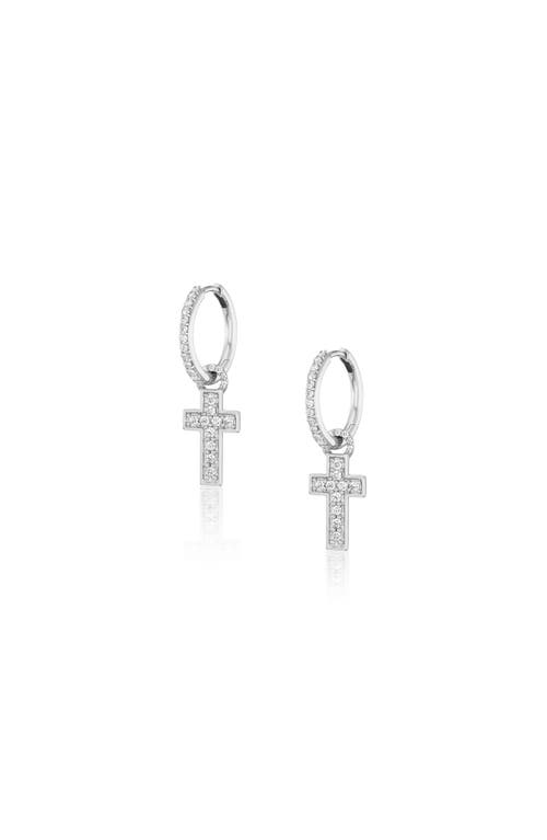 Sheryl Lowe Diamond Cross Charm Earring In Sterling Silver