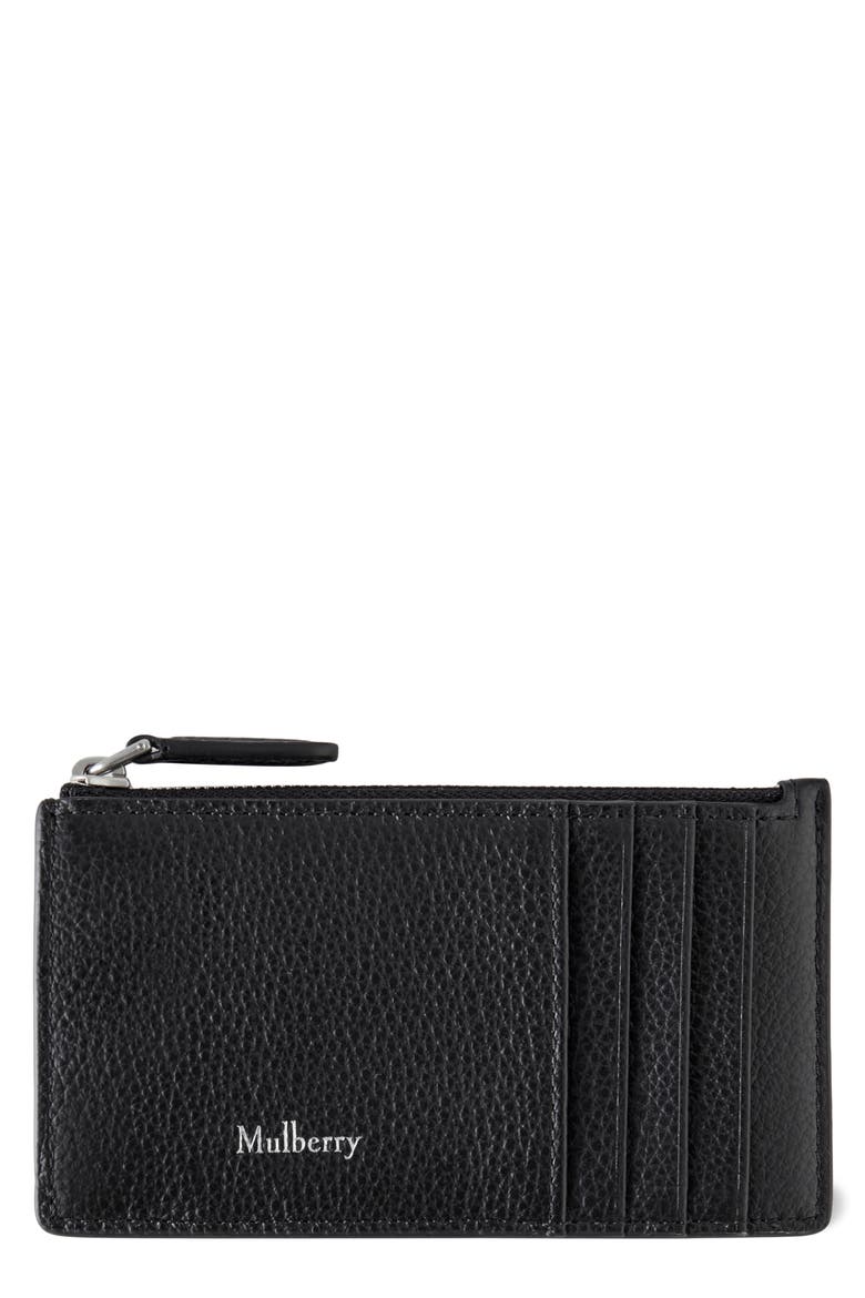 Continental Zip Leather Card Holder, Main, color, BLACK