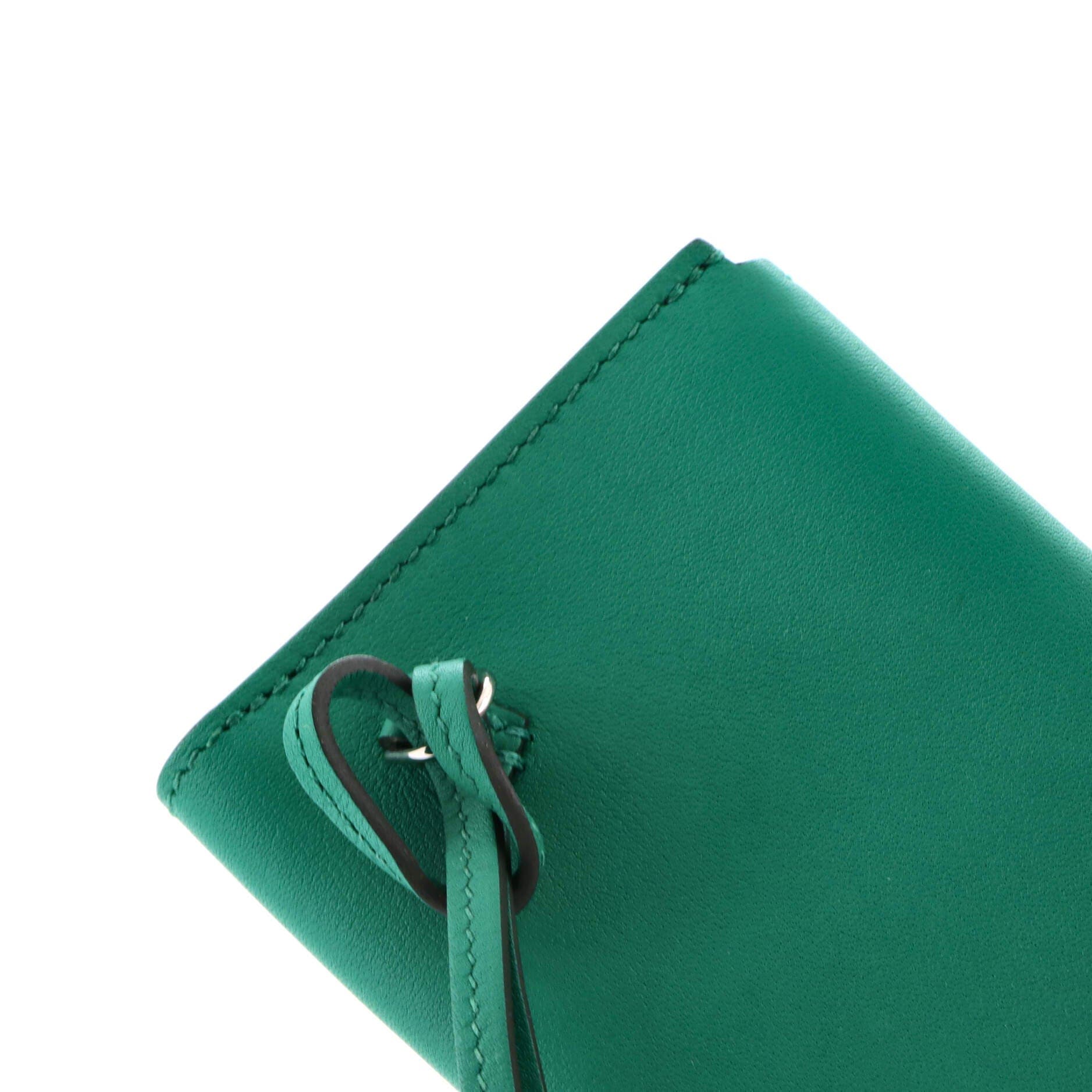 Pre-Owned Hermes Hermesnap Card Holder Swift, Alternate, color, Vert Vertigo
