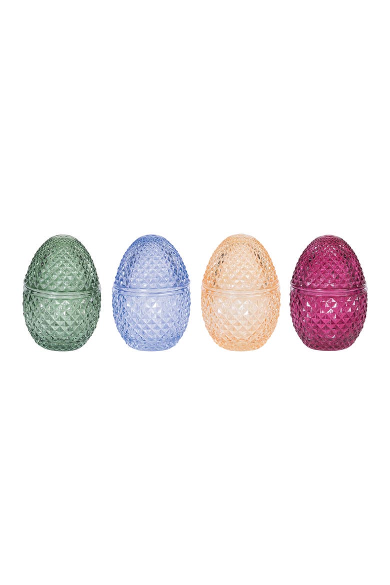 Decorative Glass Egg Keepsake Box Easter Spring Assortment of 4 Figurines, Main, color, Purple