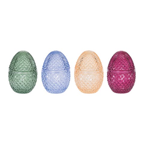 Decorative Glass Egg Keepsake Box Easter Spring Assortment of 4 Figurines