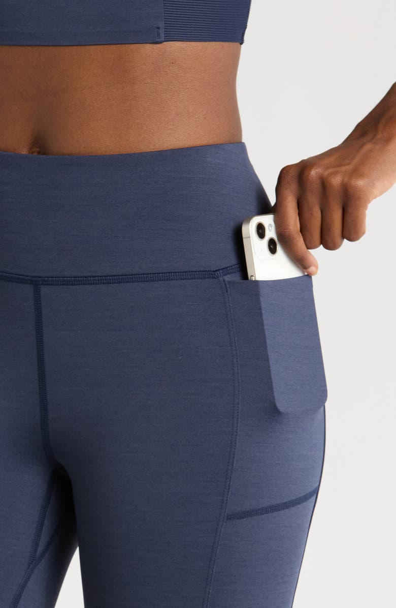 TravisMathew Moveknit Bonded Pocket Leggings, Alternate, color, Heather Navy Blazer