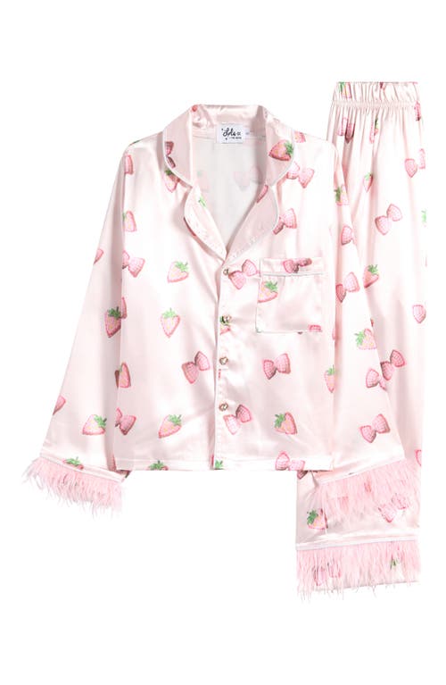 Lola & the Boys Kids' Strawberry Dream Satin Pajama Set in Pink 