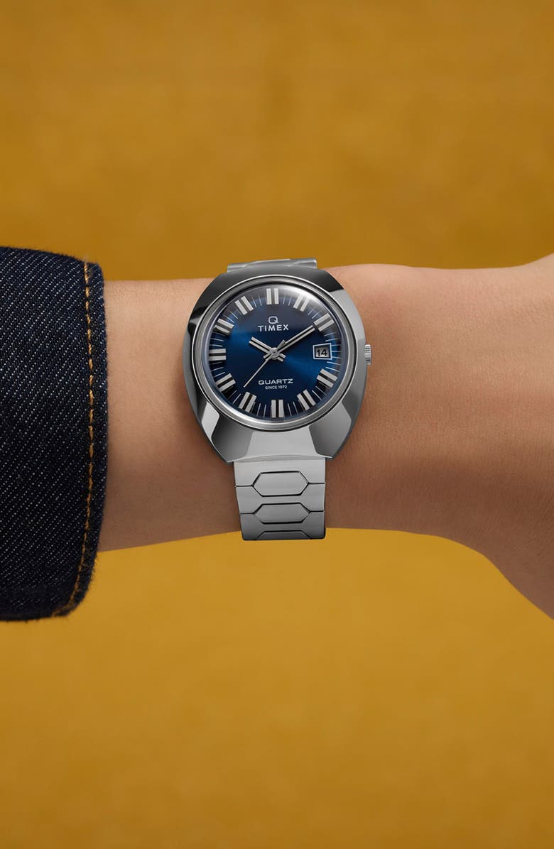 Timex<sup>®</sup> Q 1972 Time Machine Reissue Bracelet Watch, 39mm, Alternate, color, Silver