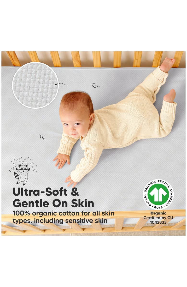 KeaBabies 2-Pack Quin Protect+ Waterproof Crib Mattress Protector, Alternate, color, Pearl Gray