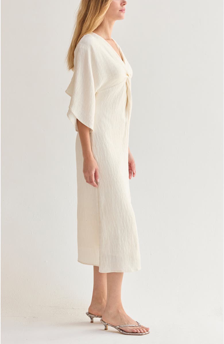 CRESCENT Front Twist Textured Midi Dress, Alternate, color, Cream