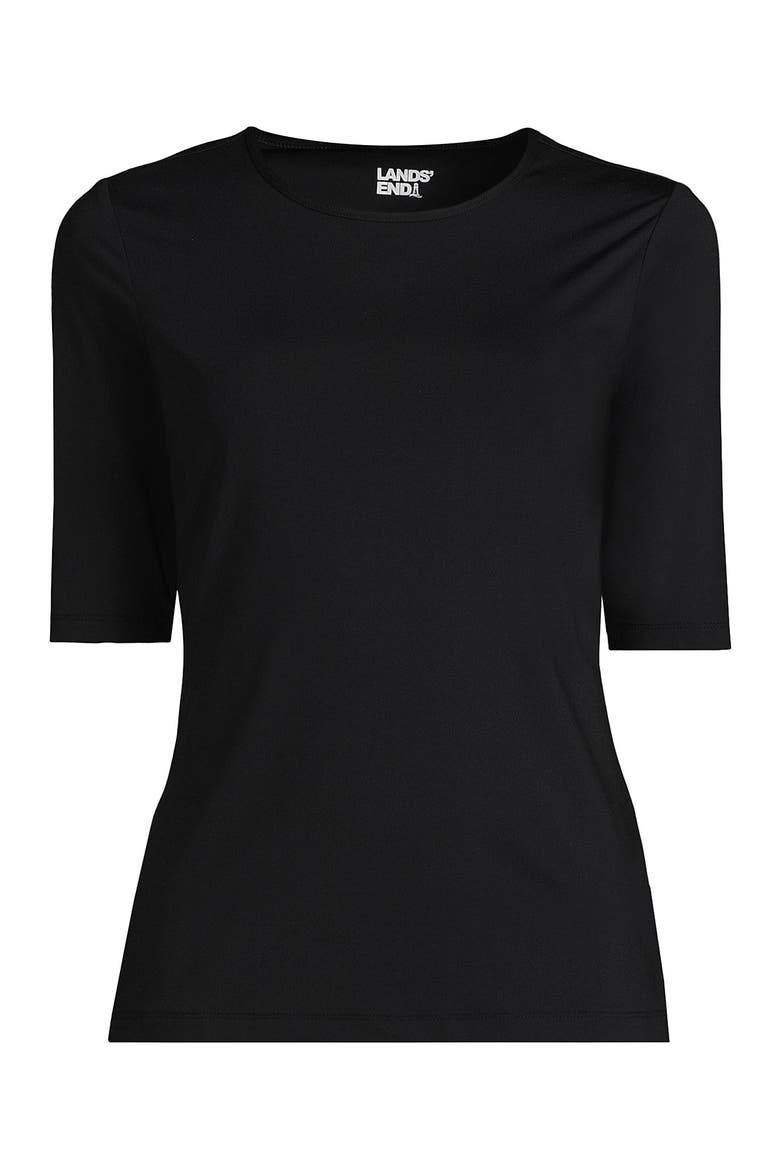SunShade UPF 50 Elbow Sleeve Rash Guard Swim Tee, Alternate, color, Black