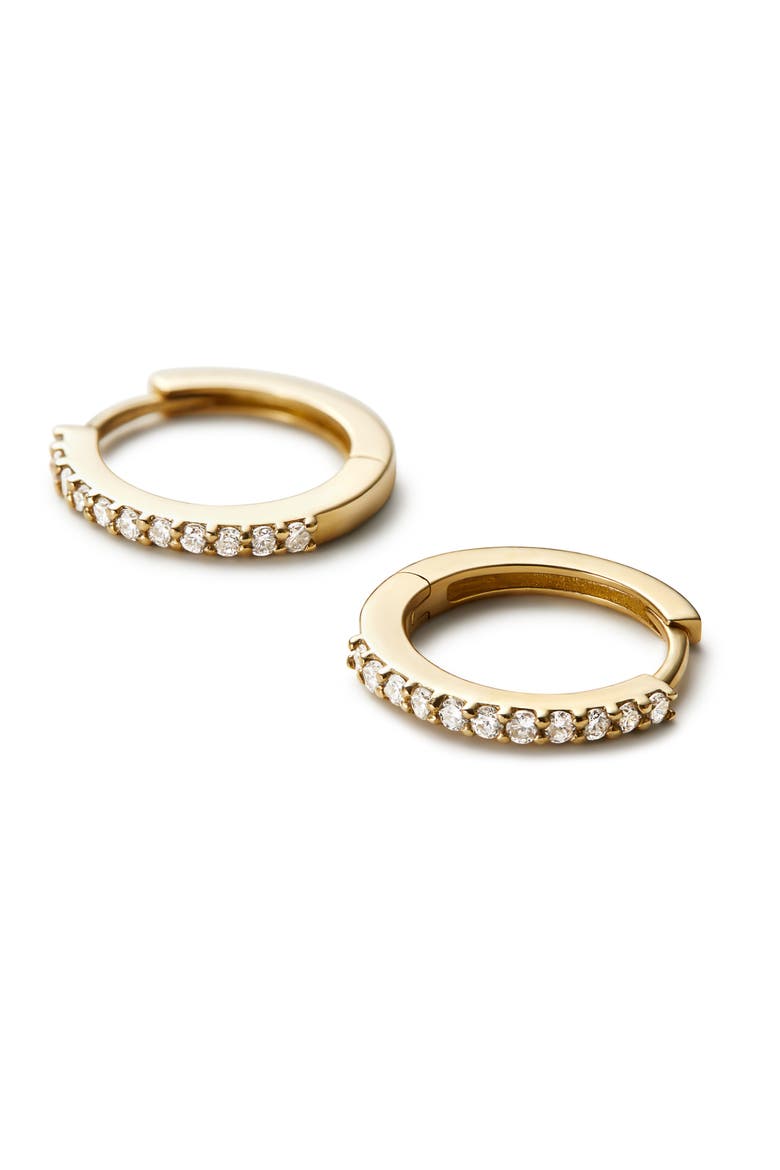 Diamond Huggie Earrings - Gold Diamond Huggie Hoops, Alternate, color, Gold