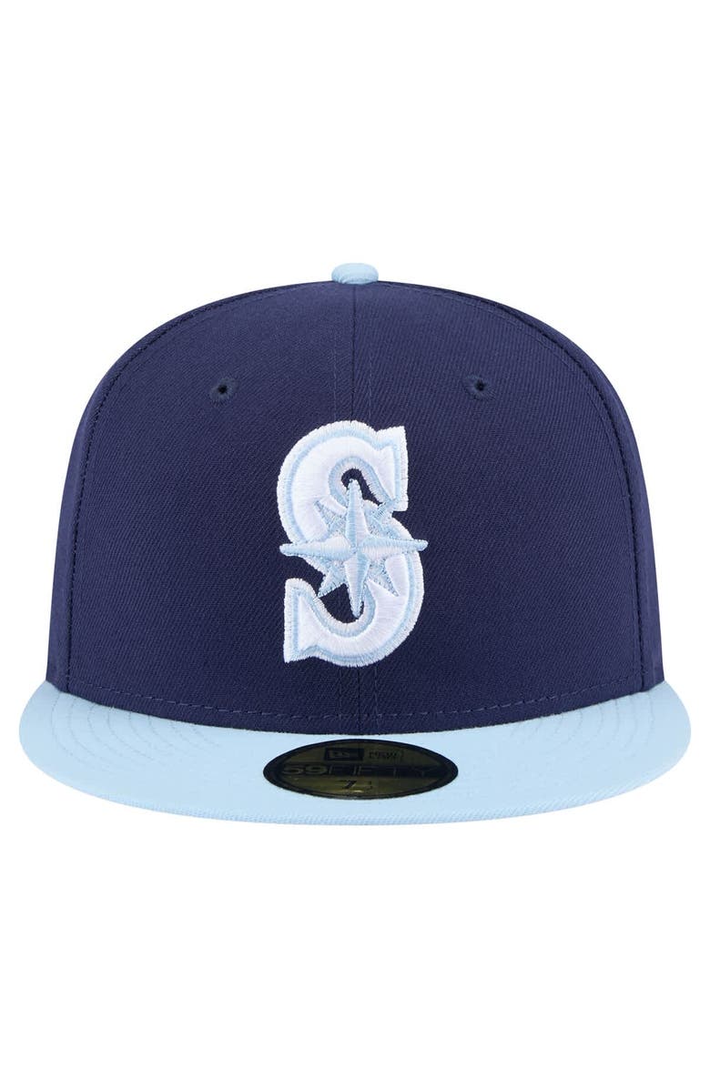 New Era Men's New Era Navy/Light Blue Seattle Mariners Color Pack 2-Tone 59FIFTY Fitted Hat, Alternate, color,