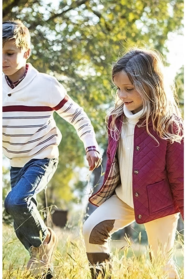 Boys' Shawl Collar Sweater, Kids, Alternate, color, Ivory Stripe