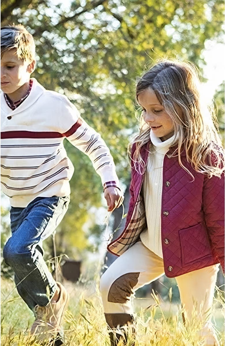 Hope & Henry Boys' Organic Shawl Collar Sweater, Kids, Alternate, color, Ivory Stripe